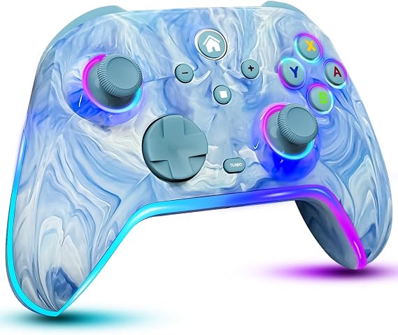 RJAD Switch Controllers Wireless for Nintendo Switch/Lite/OLED/Switch 2, 1200mAh Pro Controller, 10 Colors LED Switch Light up Gamepad, Switch Turbo Remote with Turbo/Gyro/Vibration/Motion Control