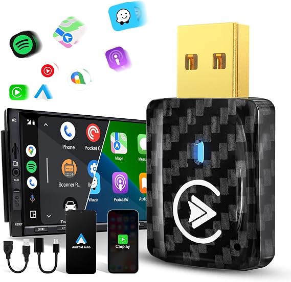 MSXTTLY 2in1 Wireless Carplay Adapter, Android Auto Wireless Adapter