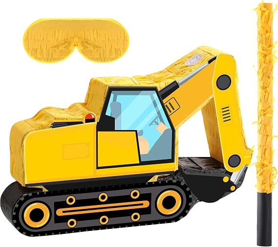 Aoriher Construction Dump Truck Excavator Pinata with Blindfold Bat