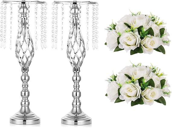 Wedding Flower Balls for Centerpieces - 2 Pcs Artificial Flower Ball Arrangement Bouquet, Fake Flowers Rose Balls for Weddings, Birthday Party, Valentine's Day, Home Decor, White