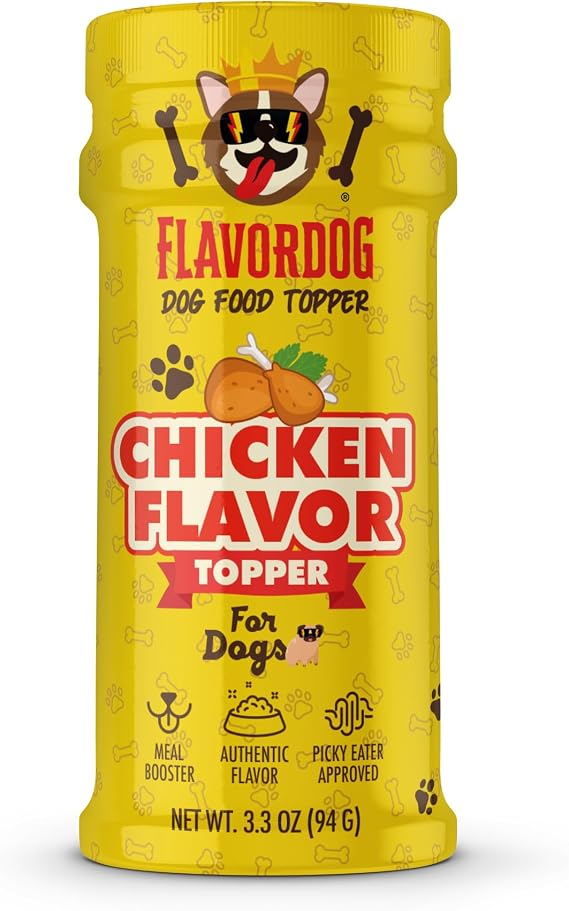 Flavor God Dog Food Topper for Picky Eaters, Chicken Flavor (3.3 Oz) | Low-Calorie Dog Food Toppers for Dry Food - Large, Medium, Small Dogs Appetite Stimulant - Dog Meal Sprinkle Topper
