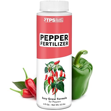 Pepper Fertilizer Liquid Plant Food for Bigger Harvests, 8 oz | Supports Blossom Set, For Chili & Bell Peppers, Kelp-Enriched Formula, Easy Mix & Feed, Garden & Container Use, Root Support