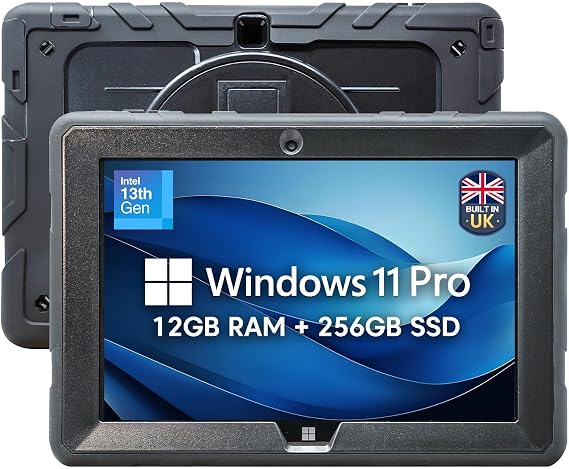 Fusion5 10.1" Built in the UK Windows 11 Rugged Professional Tablet PC, 12GB RAM, 256GB SSD, 13th Gen CPU, Full HD with Windows, HDMI, USB C - Full