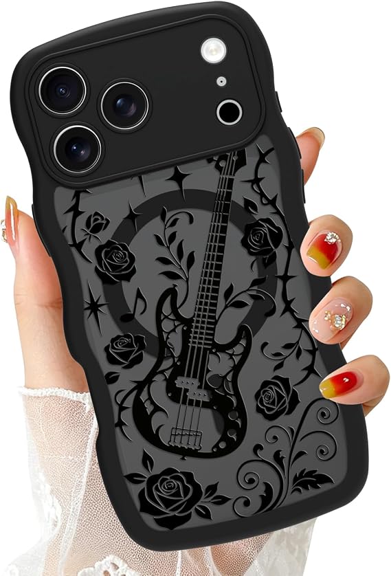 携帯電話ケース iPhone 18 Pro Max用 磁気カーリーウェーブエッジ ブラック