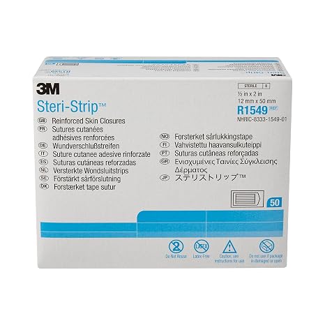 Steri-Strip Closure Reinforced Skin Strip .5 x 2" Sterile R1549, 50 Ct