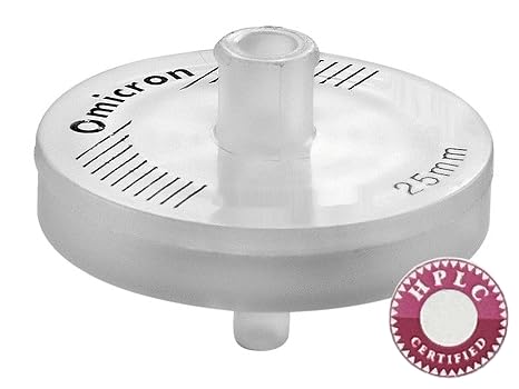 OMICRON SFNY25RB Nylon Syringe Filter Non-sterile, 25mm, 0.2 Micron (Pack of 100)(HPLC Certified)(Cross Reference 6753-2502)