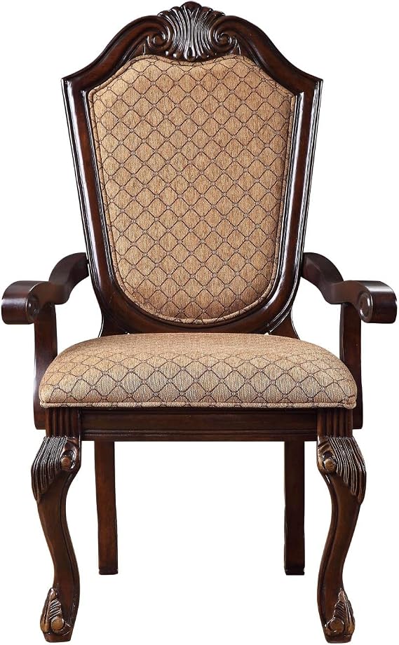 Acme Chateau De Ville Arm Chair (Set-2) in Fabric & Espresso