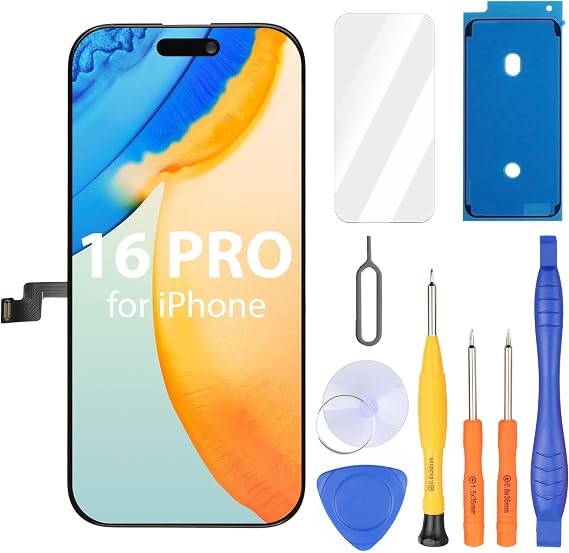 Ayake for iPhone 16 Pro Screen Replacement, 6.3 inch FHD LCD Display and Touch Digitizer Screen, True Tone Programmable, Face ID Remains (for A3293,A3083,A3294,A3292)