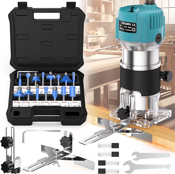 TwoWin Router Tool, 110V 800W Compact Palm Wood Router Tool for Woodworking