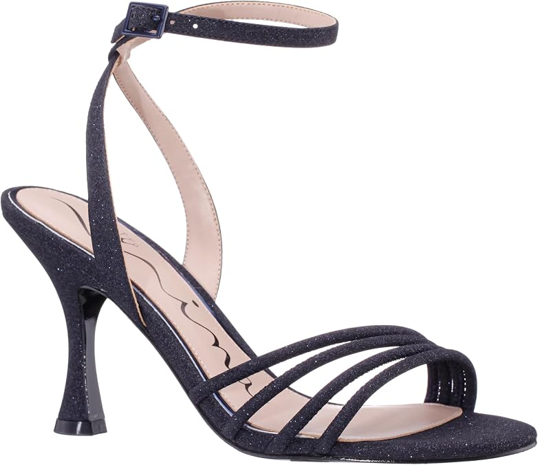 Nina Shoes Glitter Net High-Heel Strappy Sandals with Ankle Strap
