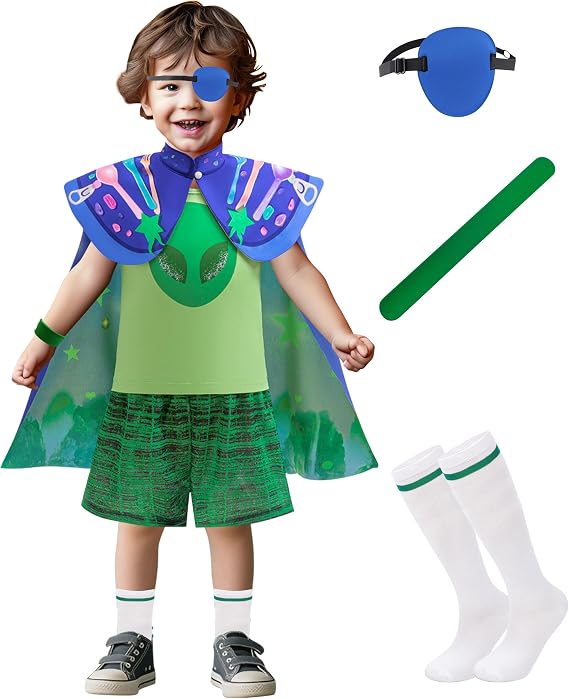 VORLITS Boys Earth Commissioner Costumes Kids Capes Green Suit Halloween