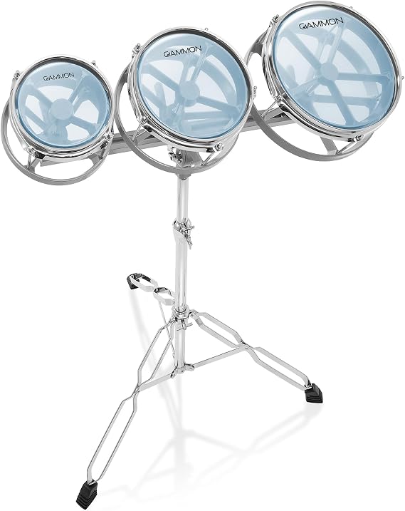 Gammon Percussion Roto Toms 6", 8", 10" Drum Set with Double Braced Stand & Tunable Heads