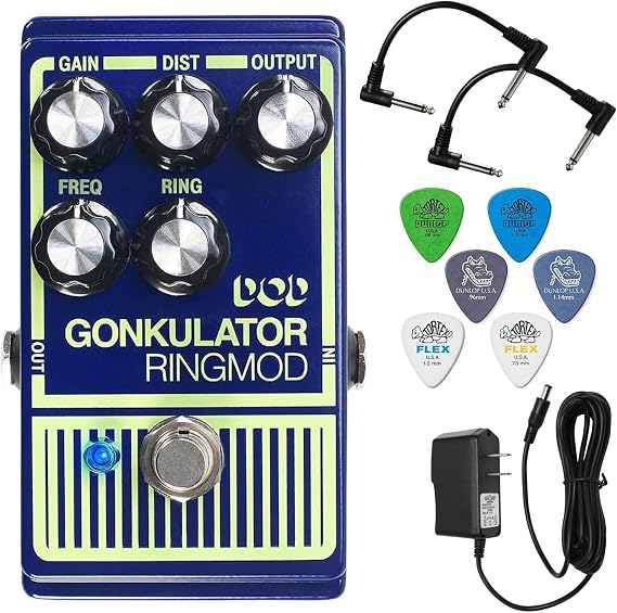 Digitech Dod Gonkulator Guitar Effects Pedal - Bundle with 2 Patch Cables, 6 Dunlop Picks, and Power Supply