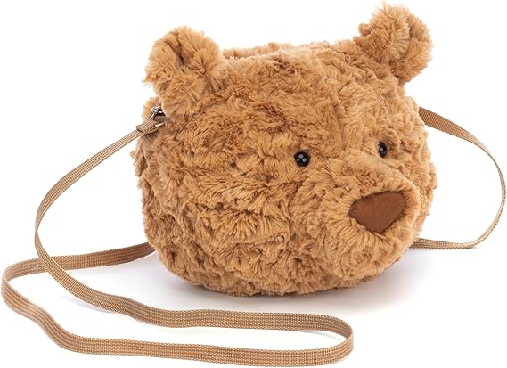Jellycat Bartholomew Bear Plush Bag, 7 inches - Crossbody and Shoulder Purse - Fun and Unique Handbag