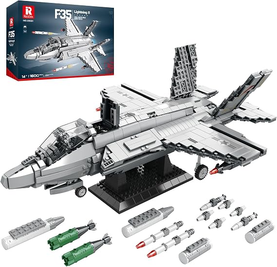 Reobrix F-35 askeri savaş jeti montaj seti 33021, Lightning II Joint Strike Fighter uçak ordu oyuncak setleri, uçak-oyuncak modeli, erkekler, yetişkinler, askeri hayranları için