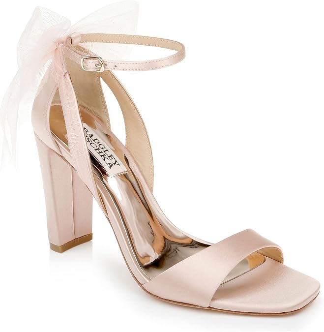 Badgley Mischka Women's Kim Mesh Bow Block Heel