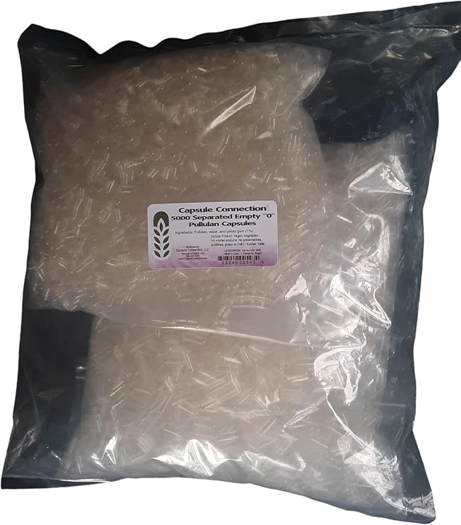 Capsule Connection Separated Empty Pullulan Capsules, 0" Size, Vegan & Vegetarian (5000) Resealable Bag