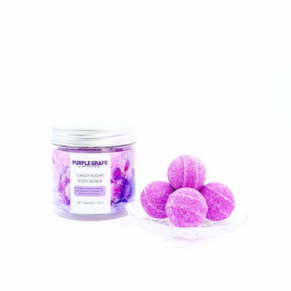 Exfoliating Body Scrub | Candy Sugar Body Scrub | Removes Dead, Dry Skin for a Soft & Hydrated Feel | Nourishing Essential Body Care (PUBPLE GRAPE)
