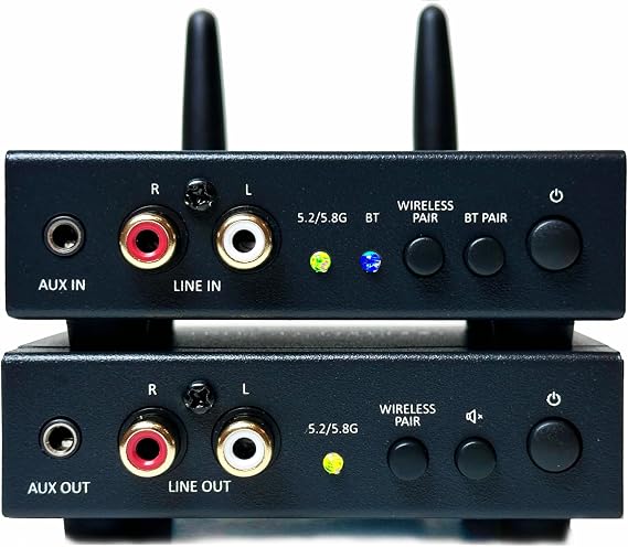 DYNASTY PROAUDIO WSA-5BT Wireless Audio Adapter with Qualcomm aptXTM Lossless Bluetooth 5.3 Chipset, Ultra Low Latency, Dual Band 5.2/5.8GHz, Easy Setup for AVR/TV/PC with Stereo Sound System