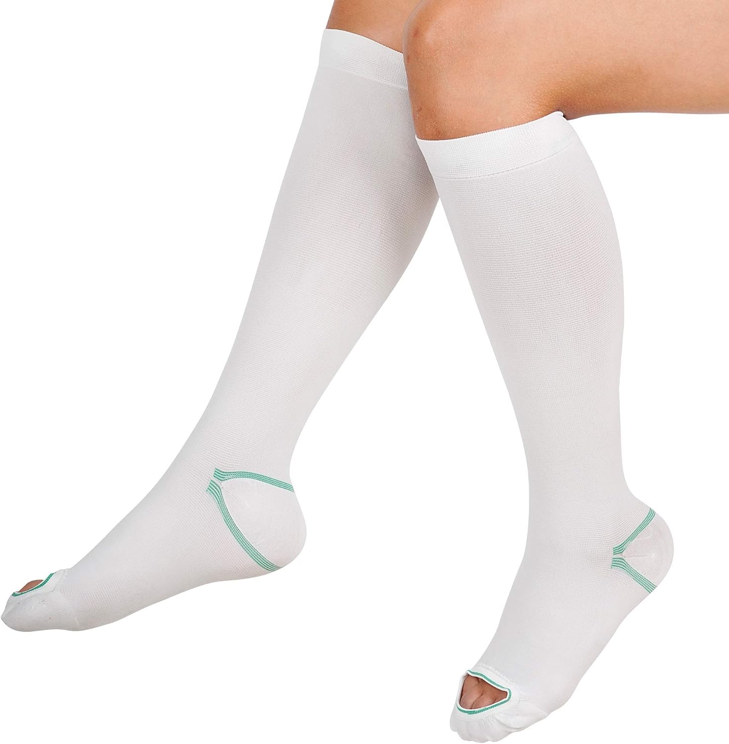 invera White Anti Embolism Compression Stockings, Knee High Unisex Ted Hose Socks 15-20 mmHg Moderate Level for Adults