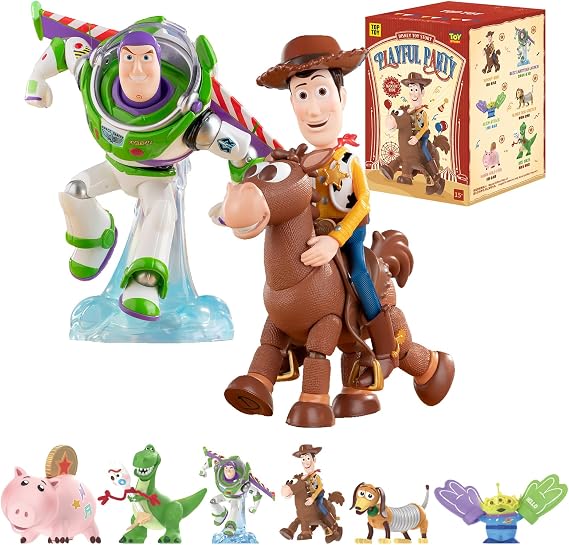TOP TOY x Disney Pixar Toy Story Blind Box Figures, Playful Party Series Mystery Box, Random Action Figures Collectible Toy for Desk Home Decor, Holiday Birthday Gifts for Girls Boys, Single Box