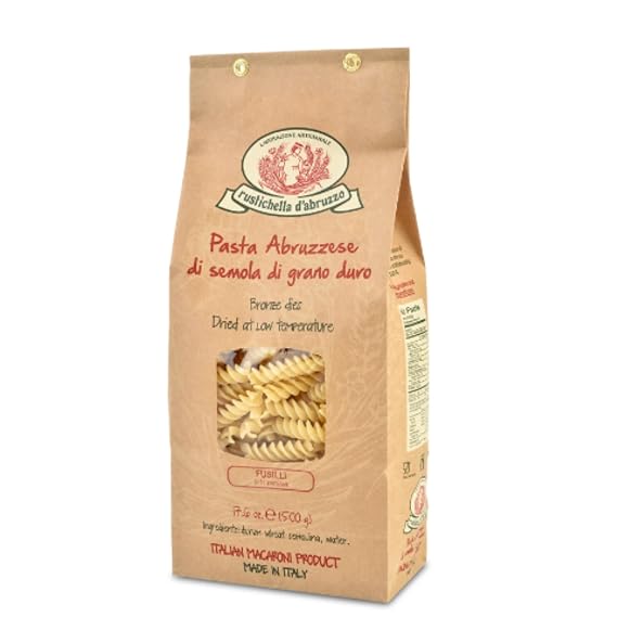 Rustichella d'Abruzzo Fusilli - 500g Classic Spiral Pasta - Made from Durum Wheat - Cooks in 9-11 Minutes - Perfect for Sauces, Salads, or Baked Dishes