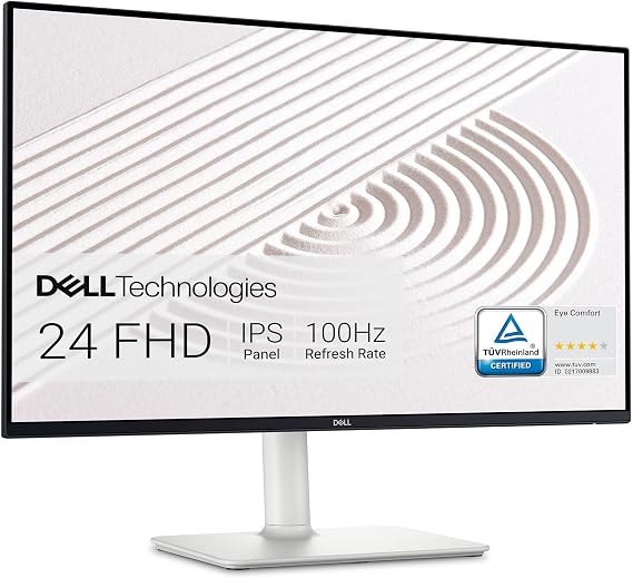 Dell S2425HS Monitor - 23.8 Inch, FHD (1920x1080) Display, 100Hz Refresh Rate 1500:1 Contrast Ratio, TUV Rheinland Eye Comfort 4 Star, Integrated 2x5W Speaker, Height/Tilt/Swivel/Pivot - Ash White