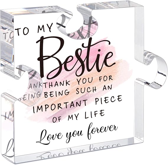 Bestie Gifts for Women Friendship - 0.6" Thickness Acrylic Puzzle & Gift Box,Gifts for Friends Female,Friend Keepsake for Women Birthday,Bff Soul Sister Work Bestie Gift for Thankgiving Present