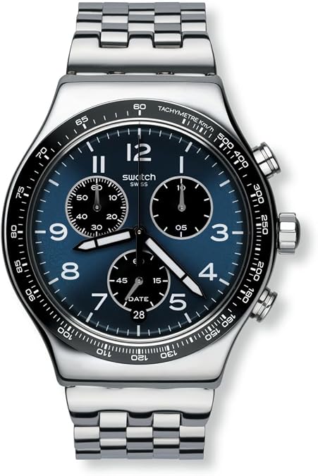 Swatch I New Chrono Unisex Watch Dress Stainless Steel Blue Quartz Waterproof Boxengasse