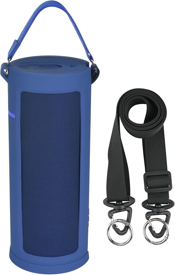Silicone Case Cover for Ultimate Ears MEGABOOM 3 Portable Speaker, Travel Protective Cover Carrying Pouch w Handle Adjustable Shoulder Strap (Lagoon Blue)