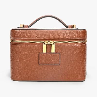 Makeup Bag Vanity Case with Removable Divider Travel Toiletry Bag Portable Cosmetic Bag Makeup Organizer Case Light Brown