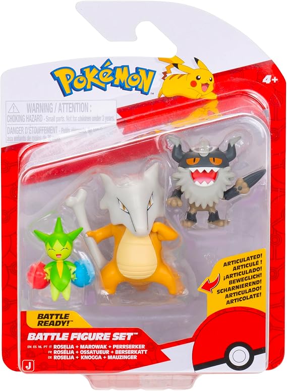 Pokémon PKW4095 - Battle Figure Set - Roselia, Mauzinger, Knogga, Resmi Figür Seti
