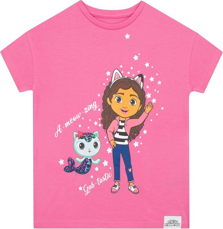 DreamWorks Gabby's Dollhouse Girls' Gabbys Mercat Tee Short Sleeve T-Shirt