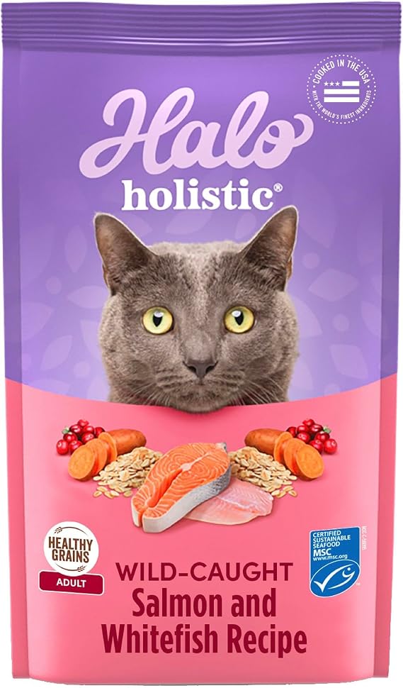 Halo Holistic Dry Cat Food, Wild-Caught Salmon & Whitefish Recipe, 3 lb