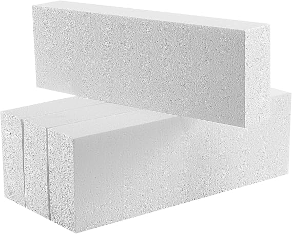 4pcs Craft Foam Blocks 4×12×2in Polystyrene Blocks, Used for Making Modeling Projects, Flower Arrangements, and DIY School and Home Art Projects, in White Color.