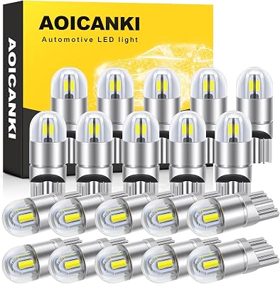 194 LED Bulb 6000K White, License Plate Light, Dome Light, T10 168 2825 W5W 3030 Bright Chips Wedge for Replacement Light Bulb, Map Trunk Door Courtesy Dash LED Light Bulb,Pack of 20