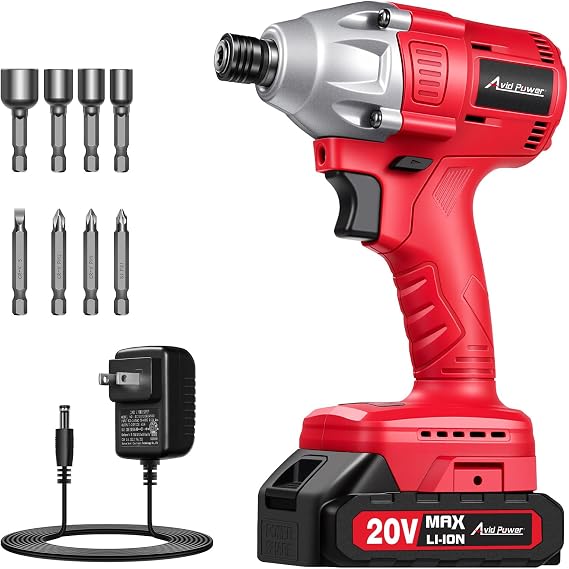 AVID POWER 20V Cordless Brushless Impact Driver Kit 1/4" 2220 in-lbs | 2-Speed Mode, Variable Speed, Brake Stop, Compact, LED Light, 4 Sockets, 4 Bits, for DIY Projects, Home Improvement