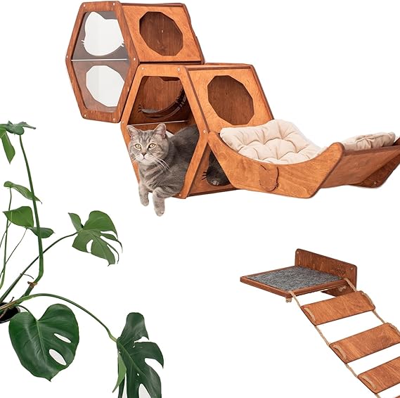 Wall Cat Shelves Wood Shelves Furniture - Wooden Shelf Wall Mounted Furniture - Indoor Cats Rustic Decor Lover Gift (Cat Wall Bed)