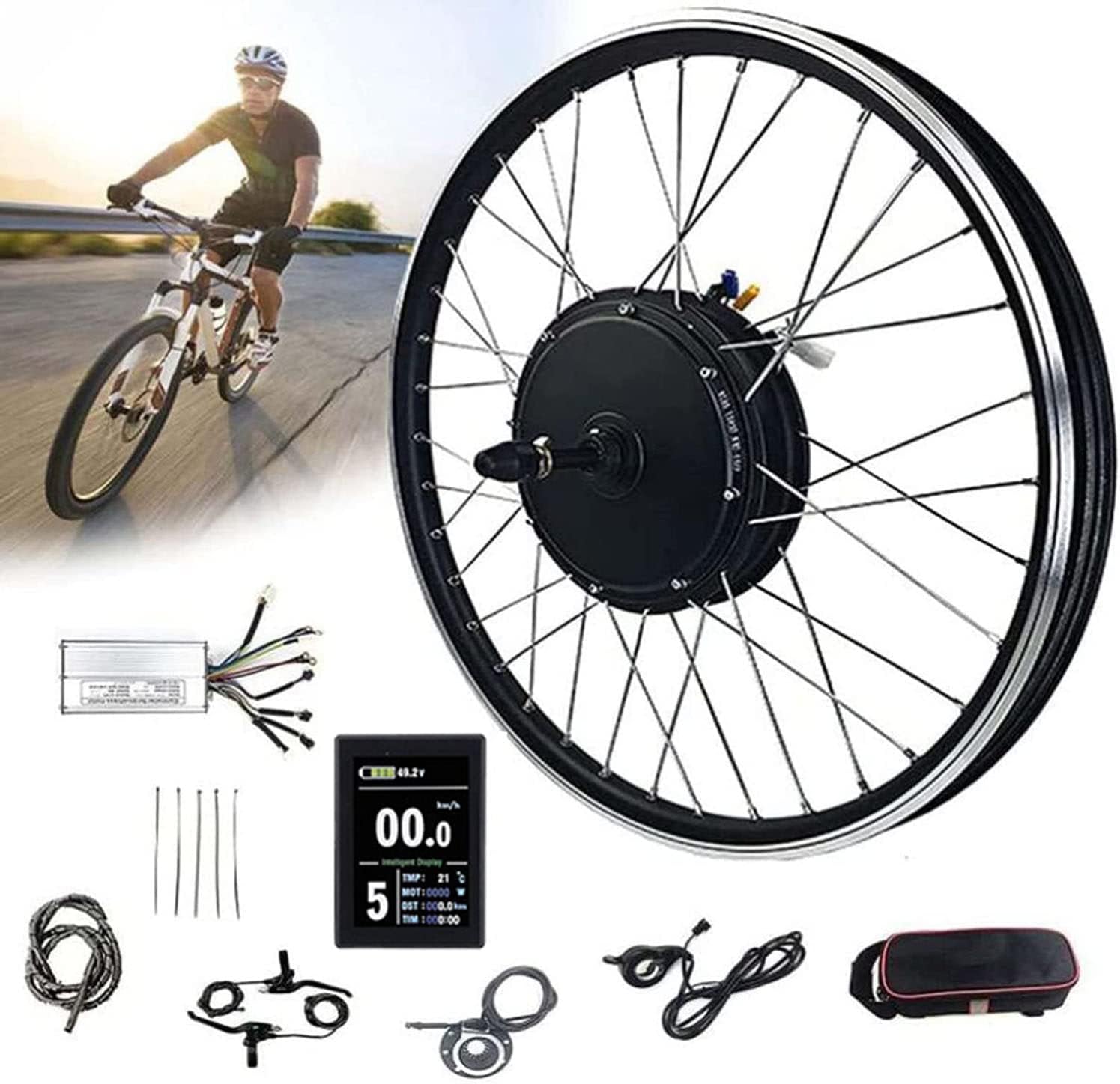 Electric bike conversion kit,Ebike conversion kit Rear wheel,48V 1000W/1500W Brushless Gear Hub Motor, E-bike Motor Wheel With Display, 16"/20"/24"/26"/27.5"/28"/29"/700C Wheel,1000W-20in
