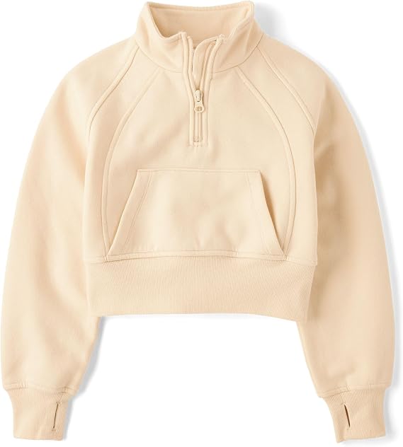 The Children's Place Girls' Long Sleeve Fleece Quarter Zip Pullover