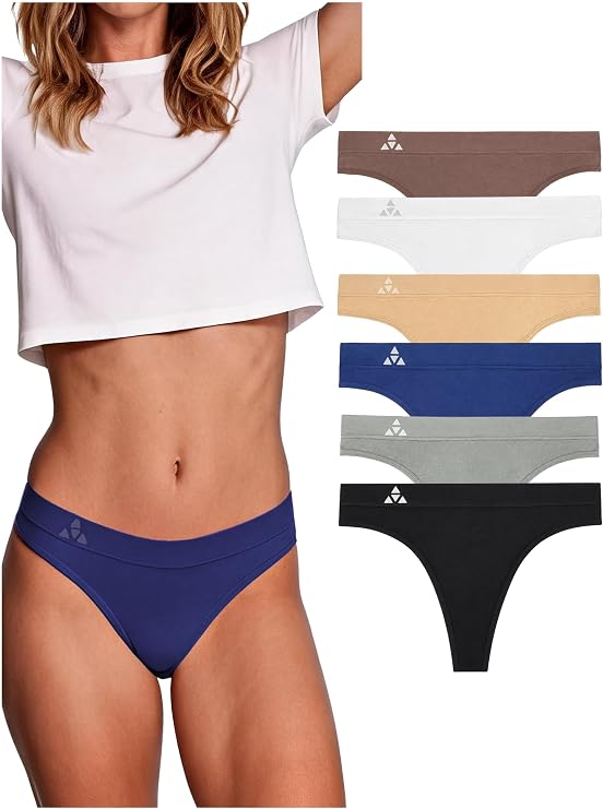 Balanced Tech Women's Seamless Thong Panties 3-Pack - Assorted Colors