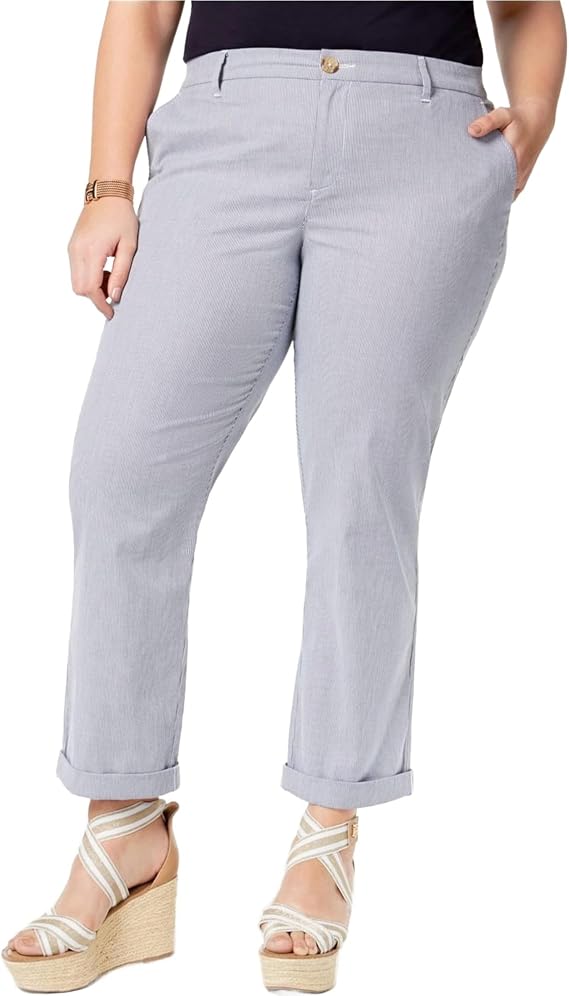 Tommy Hilfiger Womens Stretch Tapered Slim Chino Casual Pants
