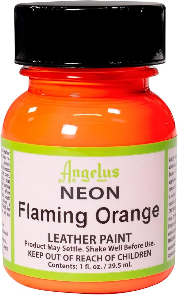 Angelus Neon-1 oz Leather Paint, Flaming Orange