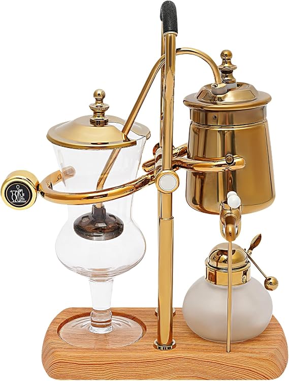 Belgium Royal Family Balance Syphon Unique Gravity Vintage Coffee Maker,Multi-Functional Vintage Coffee Siphon,Vacuum Brewing System Elegant Double Ridged Fulcrum with Handle for Coffee Or Tea,400 Ml