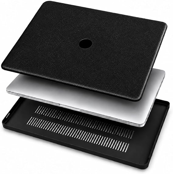 McStorey MacBook Pro 14 İnç Kılıfı Simli Sert Kapak Hard Case, M5 M4 M3 M2 M1 Pro Max Uyumlu, A2442 A2779 A2918 A2992 A3112 A3185 A3401 A3434 A3426 A3427, İnce Dokulu Siyah