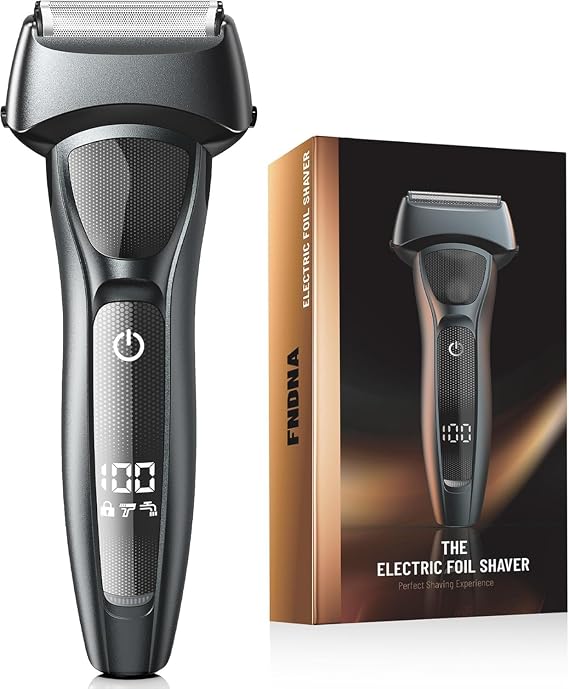 Rechargeable Electric Razor for Men: Floating Foil Shavers with LED Display - Waterproof Wet Dry - 30 Precision Blades, Travel Lock