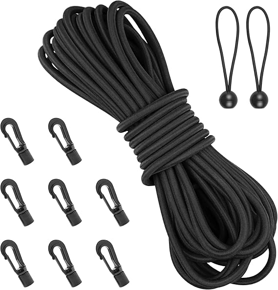 1/4'' x 19.6ft Kayak Bungee Cord Replacement Kit, Bungee Straps
