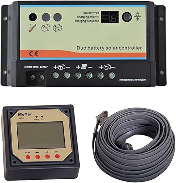 EPEVER PWM Solar Charge Controller EPIPDB-COM Series 10A+ Remote Meter MT-1 Dual Battery Solar Panel Charging System