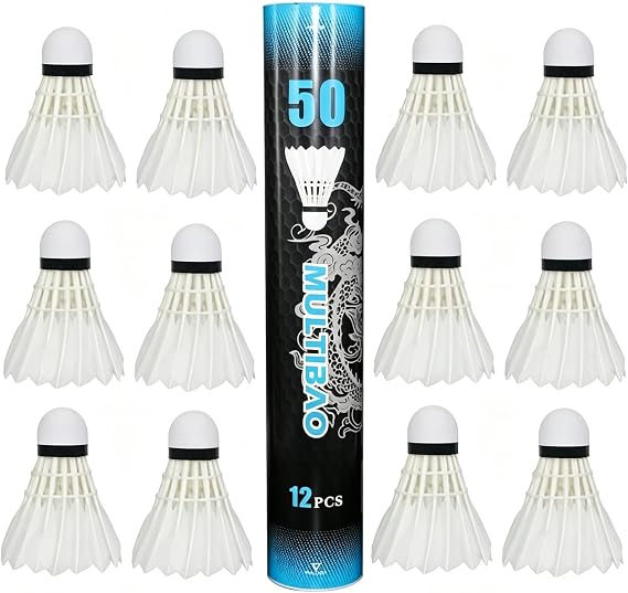 Multibao 12PCS Badminton Shuttlecocks Goose Feather Extra Durable with High Stability Suitable for Professional Training Indoor Outdoor Sport