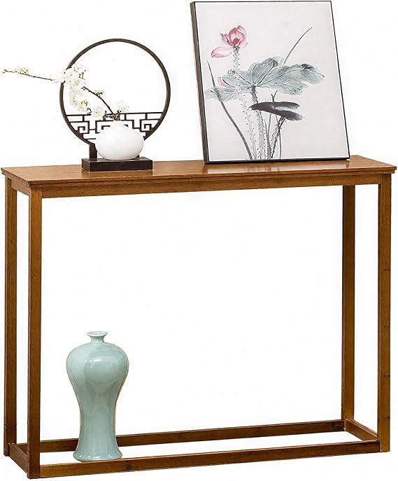 Narrow Console Table for Entryway Rattan Hallway Table Behind Couch Stylish Living Room & Bedroom Foyer Furniture (80x29x77cm/31x11x30in)